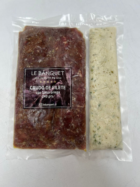 Crudo de filete con Salsa Griega