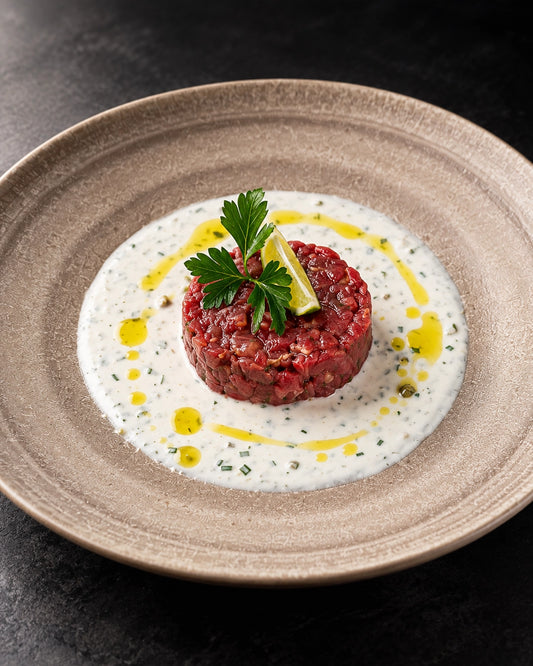 Crudo de filete con Salsa Griega