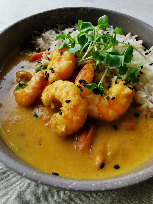 Curry de camarones